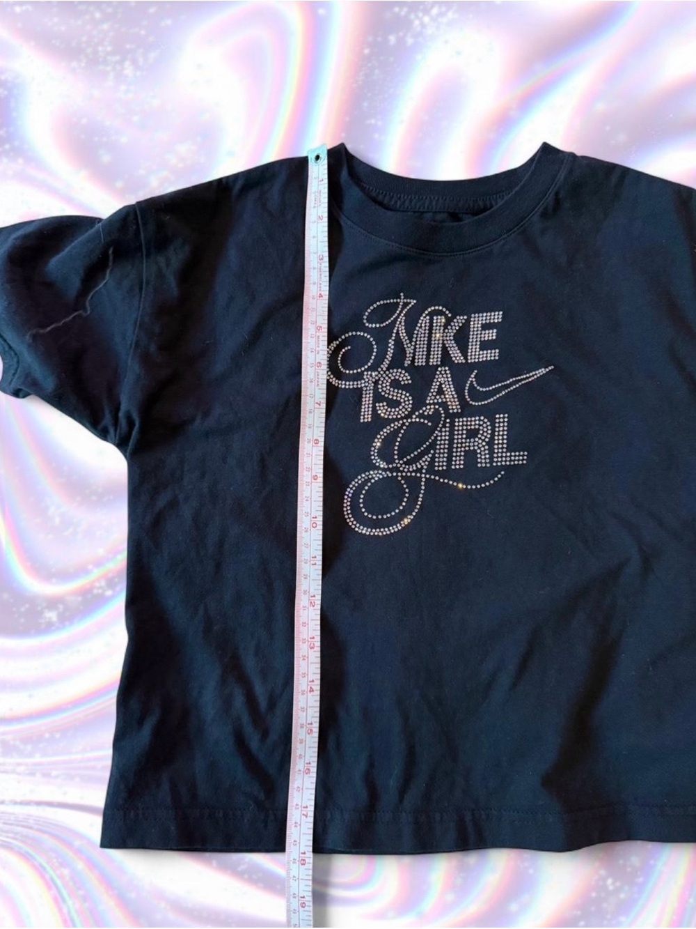 Nike Black Short-Sleeve Tee with Sparkling 'Nike Is A Girl' Graphic - Picture 6 of 6